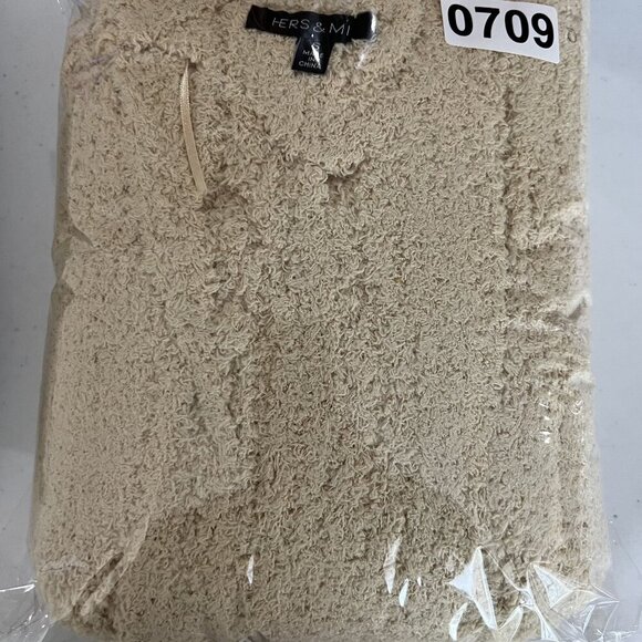 Hers & Mine Womens S Fuzzy Soft Long Maxi Beige Loose Knit Open Cardigan Pocket - Picture 15 of 15